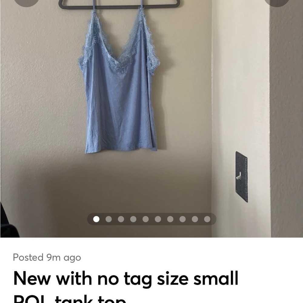 Blue Lace Trim Tank Top size small POL